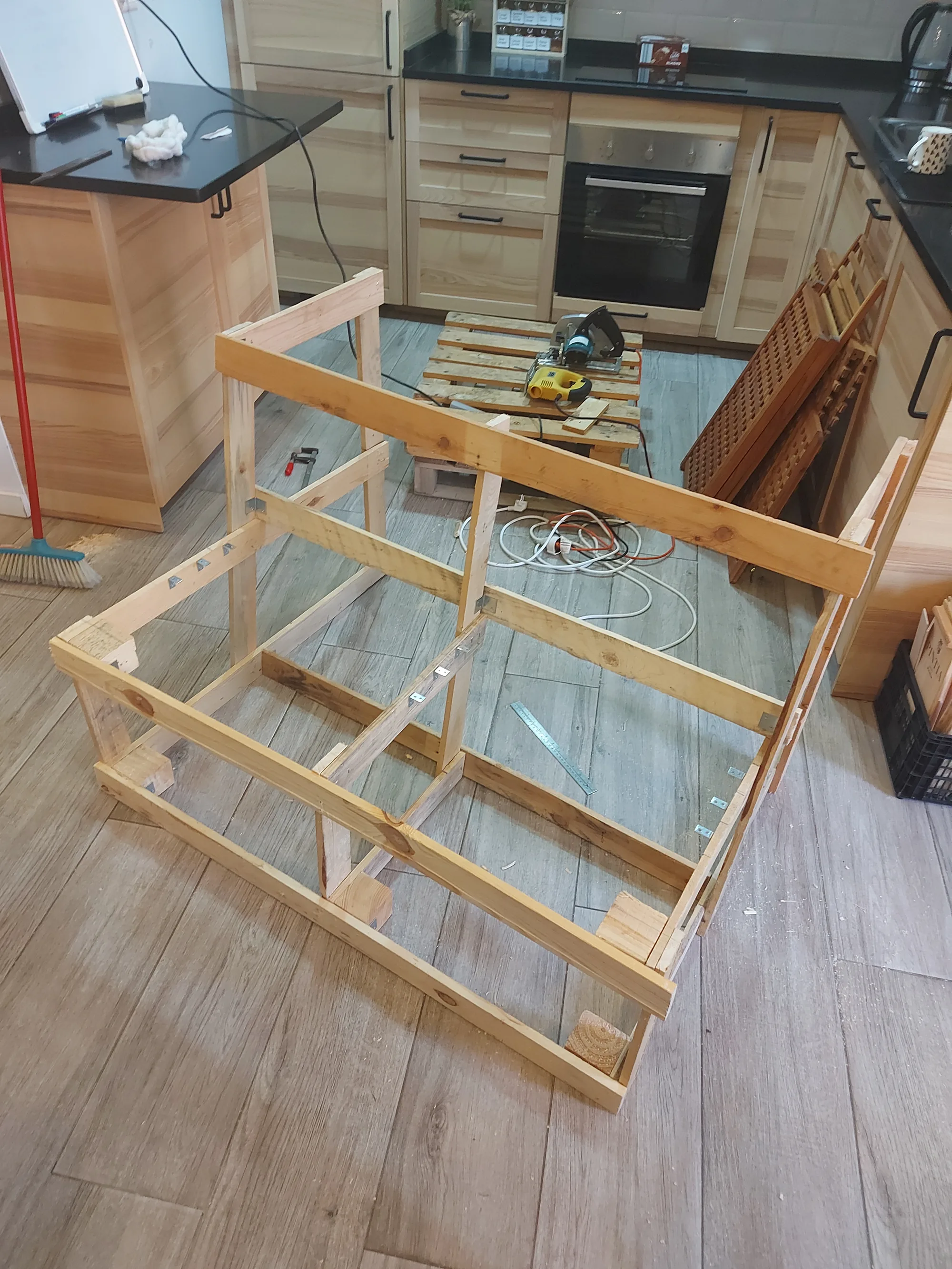 Bench underframe assembly in progress