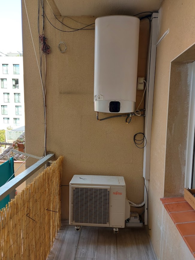 Balcony with AC unit before project